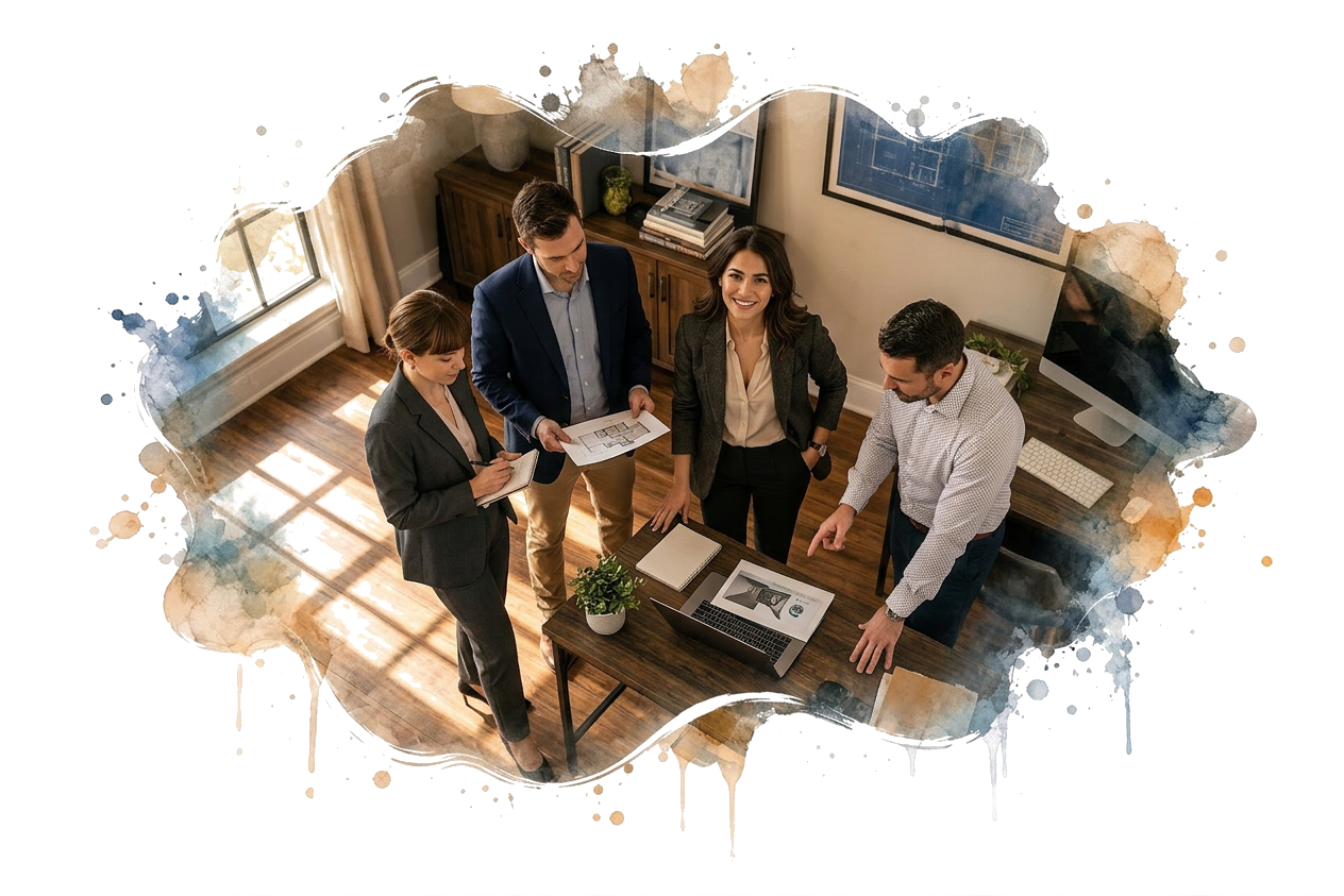 Equipe de liderança de marca em reunião